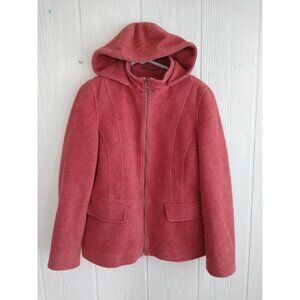 LL Bean Women's Lined Winter Warmer Jacket Salmon Pink Wool Blend Sz Medium M